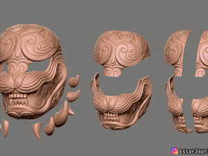 japanese lion mask - devil mask - hannya mask - halloween cosplay Modèles 3D en vedette