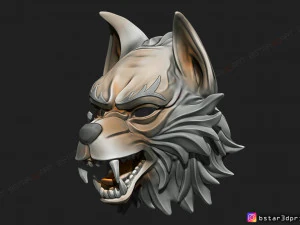 wolf mask - japanese samurai mask - oni tiger mask - halloween 3d print model 3D Print Model