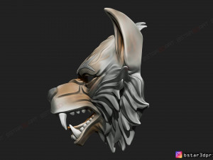 wolf mask - japanese samurai mask - oni tiger mask - halloween 3d print model 3Dプリントモデル