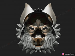 wolf mask - japanese samurai mask - oni tiger mask - halloween 3d print model 3Dプリントモデル