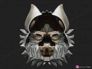 wolf mask - japanese samurai mask - oni tiger mask - halloween 3d print model 3D Print Model