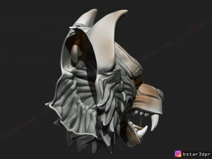 wolf mask - japanese samurai mask - oni tiger mask - halloween 3d print model 3Dプリントモデル
