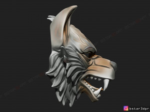 wolf mask - japanese samurai mask - oni tiger mask - halloween 3d print model 3Dプリントモデル