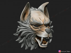 wolf mask - japanese samurai mask - oni tiger mask - halloween 3d print model 3Dプリントモデル