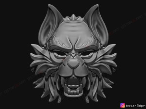 wolf mask - japanese samurai mask - oni tiger mask - halloween 3d print model 3Dプリントモデル