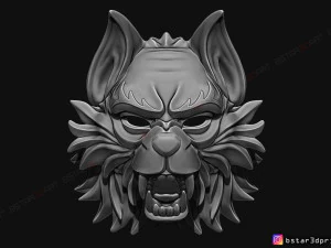 wolf mask - japanese samurai mask - oni tiger mask - halloween 3d print model 3D Print Model