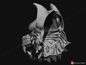 wolf mask - japanese samurai mask - oni tiger mask - halloween 3d print model 3Dプリントモデル