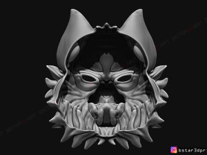 wolf mask - japanese samurai mask - oni tiger mask - halloween 3d print model 3Dプリントモデル