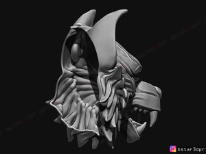 wolf mask - japanese samurai mask - oni tiger mask - halloween 3d print model 3Dプリントモデル