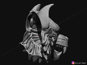 wolf mask - japanese samurai mask - oni tiger mask - halloween 3d print model 3D Print Model