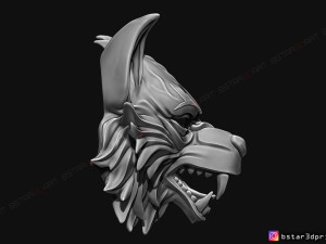 wolf mask - japanese samurai mask - oni tiger mask - halloween 3d print model 3Dプリントモデル