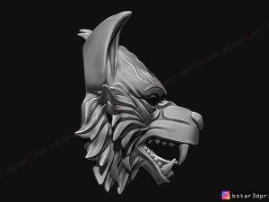wolf mask - japanese samurai mask - oni tiger mask - halloween 3d print model 3D Print Model