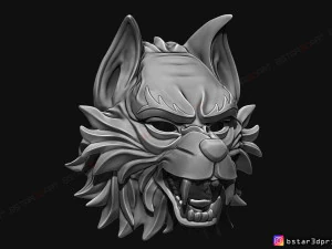 wolf mask - japanese samurai mask - oni tiger mask - halloween 3d print model 3D Print Model
