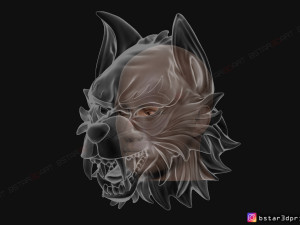 wolf mask - japanese samurai mask - oni tiger mask - halloween 3d print model 3Dプリントモデル