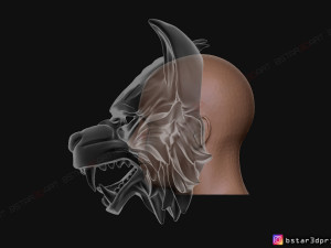 wolf mask - japanese samurai mask - oni tiger mask - halloween 3d print model 3Dプリントモデル