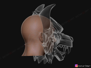 wolf mask - japanese samurai mask - oni tiger mask - halloween 3d print model 3Dプリントモデル
