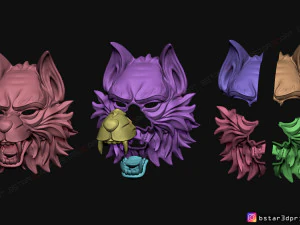wolf mask - japanese samurai mask - oni tiger mask - halloween 3d print model 3D Print Model