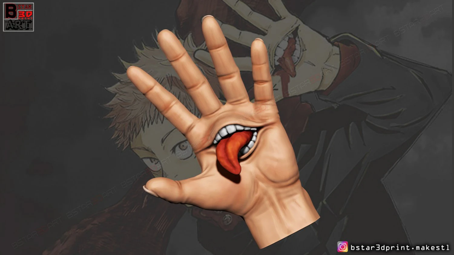 Ręka Yuji Itadori - usta Sukuna - jujutsu kaisen wystr&oacute;j cosplay Model wydruku 3D Model do druku 3D .c4d .max .obj .3ds .fbx .stl .blend 
