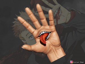 yuji itadori hand - sukuna mouth - jujutsu kaisen cosplay decor 3d print model 3D प्रिंट मॉडल