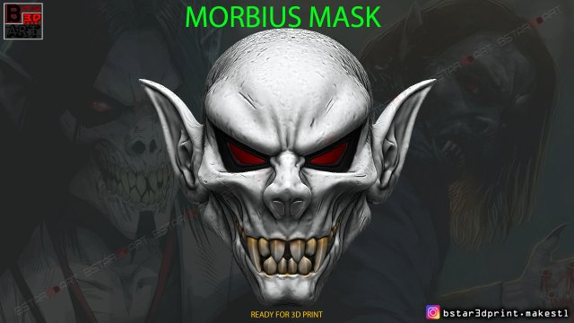 morbius mask - marvel comics - darcula halloween cosplay 3d print model Model do druku 3D .c4d .max .obj .3ds .fbx .stl .blend 