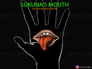 bocca di sukuna - jujutsu kaisen cosplay - modello di stampa 3d a mano cosplay di halloween Modello di stampa 3D