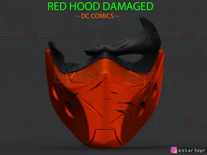 red hood mask damaged - dc comics mask 3d print model 3D Print Model