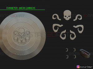 the shield hydra captain america - hail hydra - marvel comics 3d print model 3D 프린트 모델