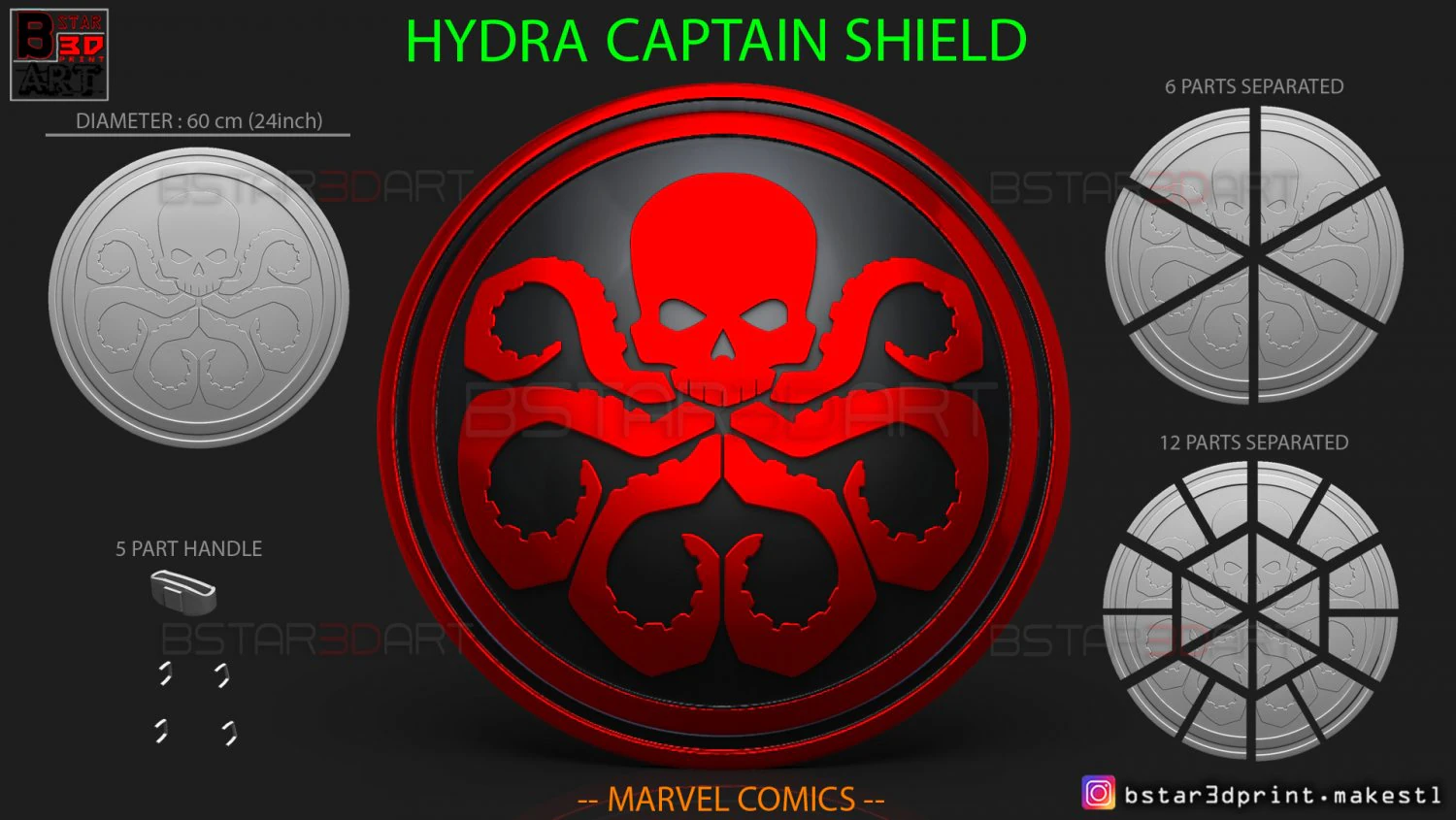 the shield hydra captain america - hail hydra - marvel comics 3d print model 3D Print Model .c4d .max .obj .3ds .fbx .stl .blend