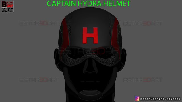 captain hydra helmet - marvel comics - high quality model 3d print model 3Dプリントモデル .c4d .max .obj .3ds .fbx .stl .blend 