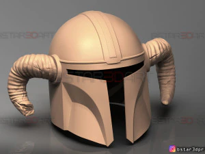 helm viking mandalorian - tanduk kambing - model print 3d model berkualitas tinggi Model Cetak 3D