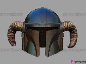 viking mandalorian helmet - goat horns - high quality model 3d print model Model do druku 3D