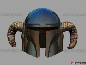 helm viking mandalorian - tanduk kambing - model print 3d model berkualitas tinggi Model Cetak 3D