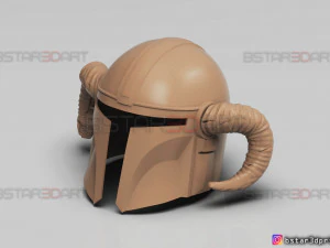 helm viking mandalorian - tanduk kambing - model print 3d model berkualitas tinggi Model Cetak 3D