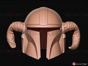 helm viking mandalorian - tanduk kambing - model print 3d model berkualitas tinggi Model Cetak 3D