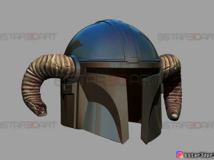helm viking mandalorian - tanduk kambing - model print 3d model berkualitas tinggi Model Cetak 3D