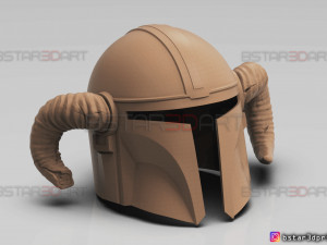 viking mandalorian helmet - goat horns - high quality model 3d print model Model do druku 3D