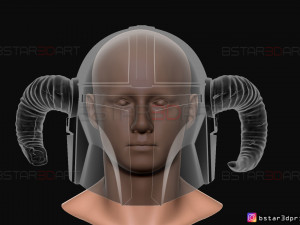 viking mandalorian helmet - goat horns - high quality model 3d print model Model do druku 3D