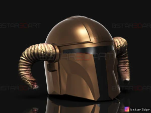 helm viking mandalorian - tanduk kambing - model print 3d model berkualitas tinggi Model Cetak 3D