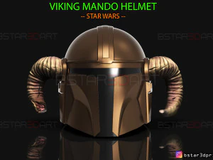 helm viking mandalorian - tanduk kambing - model print 3d model berkualitas tinggi Model Cetak 3D