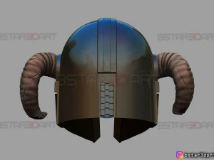 helm viking mandalorian - tanduk kambing - model print 3d model berkualitas tinggi Model Cetak 3D