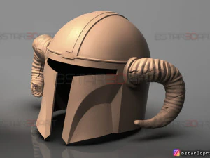 helm viking mandalorian - tanduk kambing - model print 3d model berkualitas tinggi Model Cetak 3D