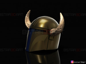 viking mandalorian helmet - buffalo horns - high quality model 3D Принт Модель