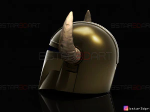 viking mandalorian helmet - buffalo horns - high quality model 3D Print Model