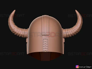 viking mandalorian helmet - buffalo horns - high quality model 3D Print Model