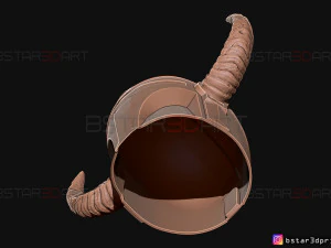 viking mandalorian helmet - buffalo horns - high quality model 3D Print Model