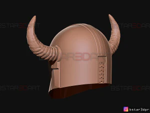 viking mandalorian helmet - buffalo horns - high quality model 3D Print Model
