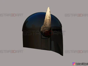 viking mandalorian helmet - buffalo horns - high quality model 3D Print Model