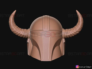 viking mandalorian helmet - buffalo horns - high quality model 3D Принт Модель
