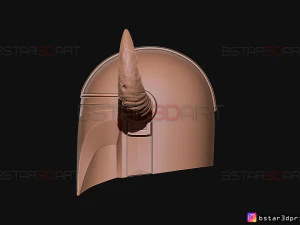 viking mandalorian helmet - buffalo horns - high quality model 3D Print Model