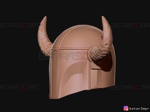 viking mandalorian helmet - buffalo horns - high quality model 3D Print Model
